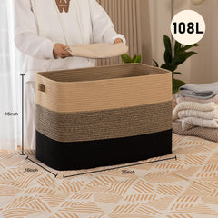 OIAHOMY 108L blanket basket handles close-up showing reinforced grip
