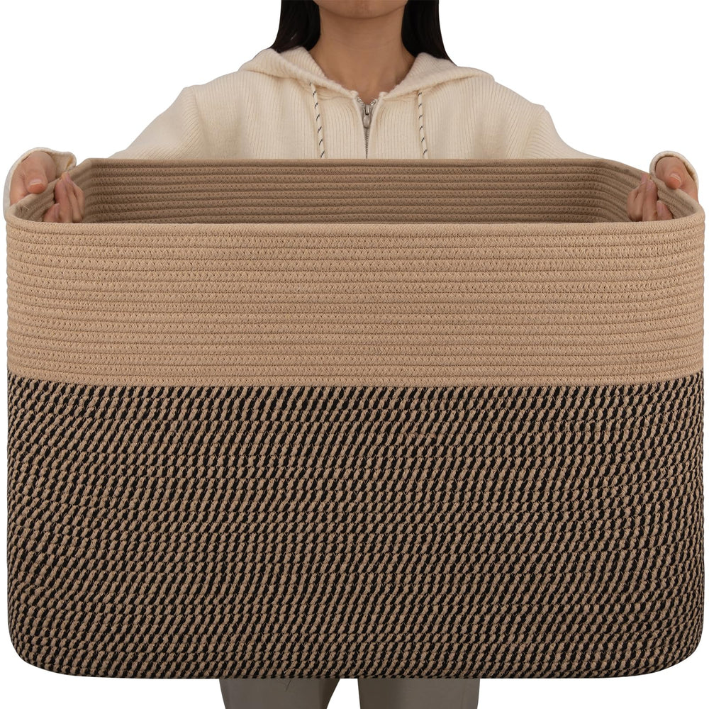 OIAHOMY 108L blanket basket with large opening for easy access and storage.