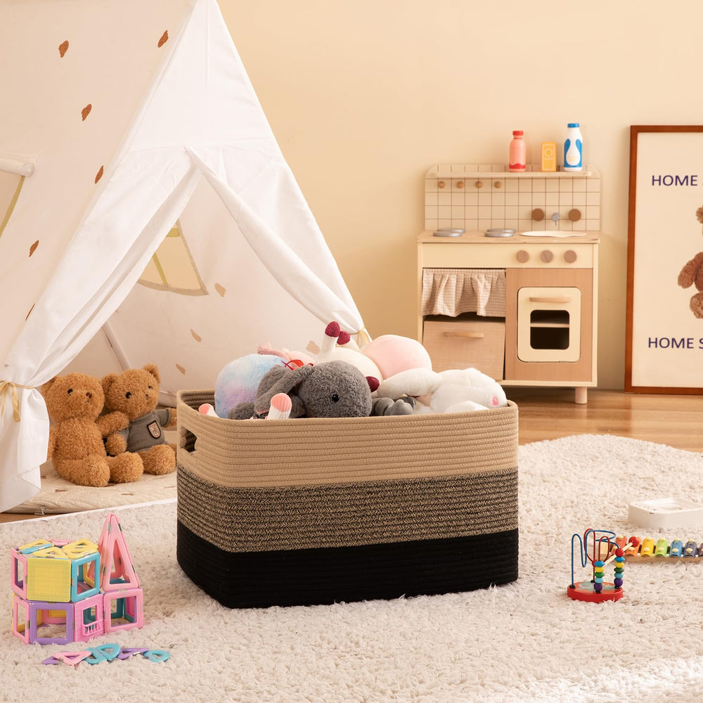 OIAHOMY 108L blanket basket with washable cotton rope material