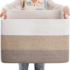 OIAHOMY 108L gradient-yellow rectangle basket enhances living room organization and decor.