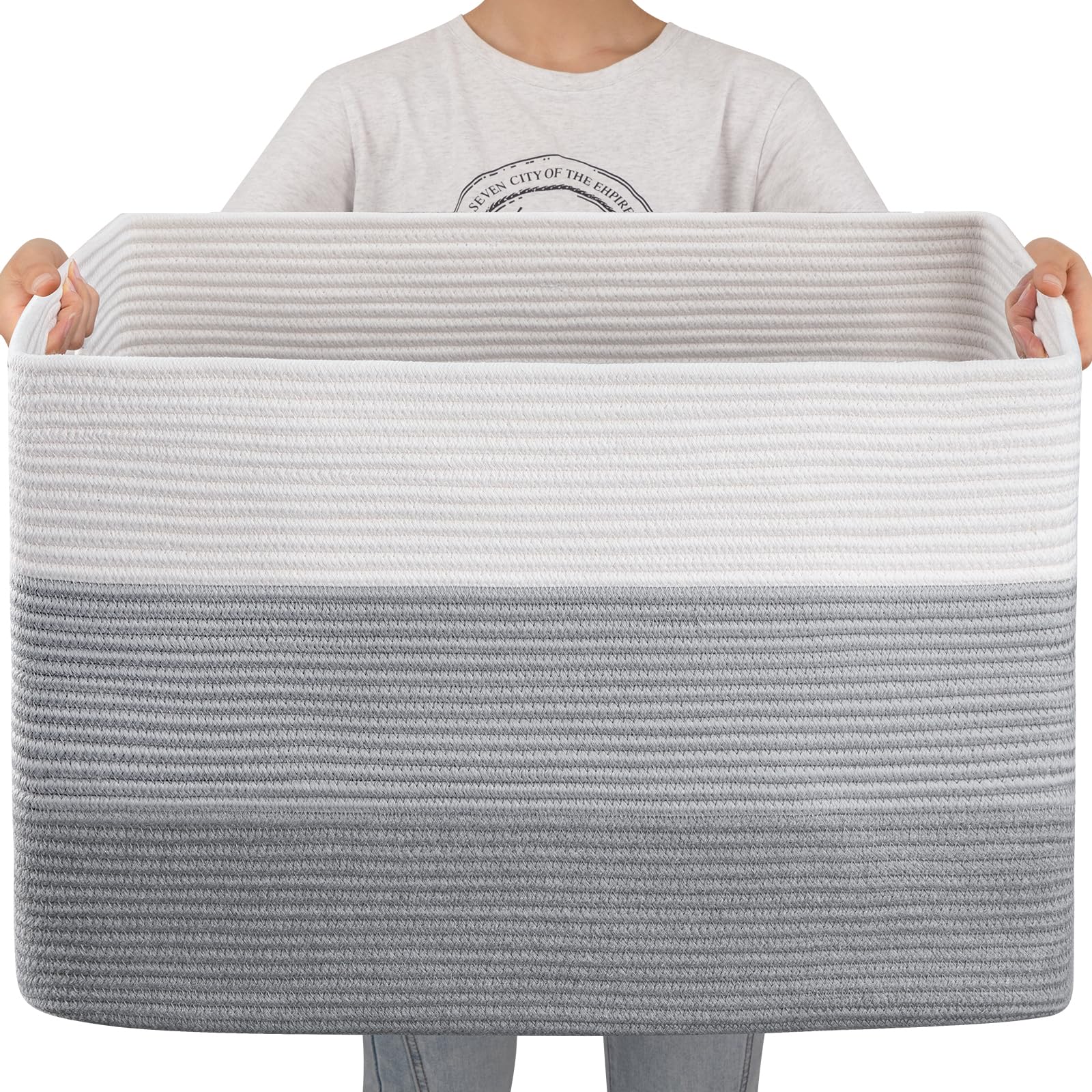 OIAHOMY 108L rectangle blanket basket for organized living spaces.