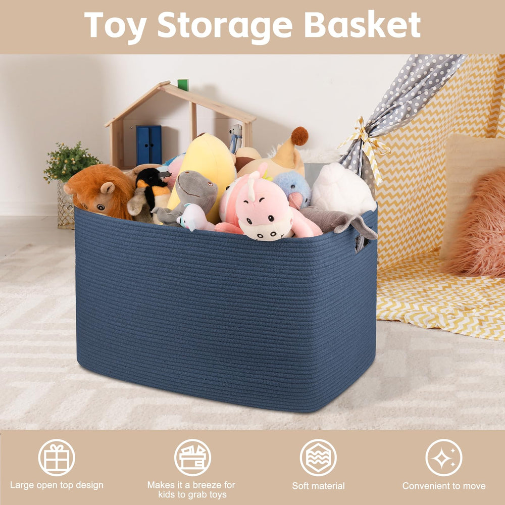 OIAHOMY 118L cotton rope basket blanket storage keeps throws within reach