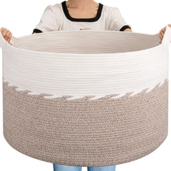 OIAHOMY 125L extra-large blanket basket front view for spacious living room storage