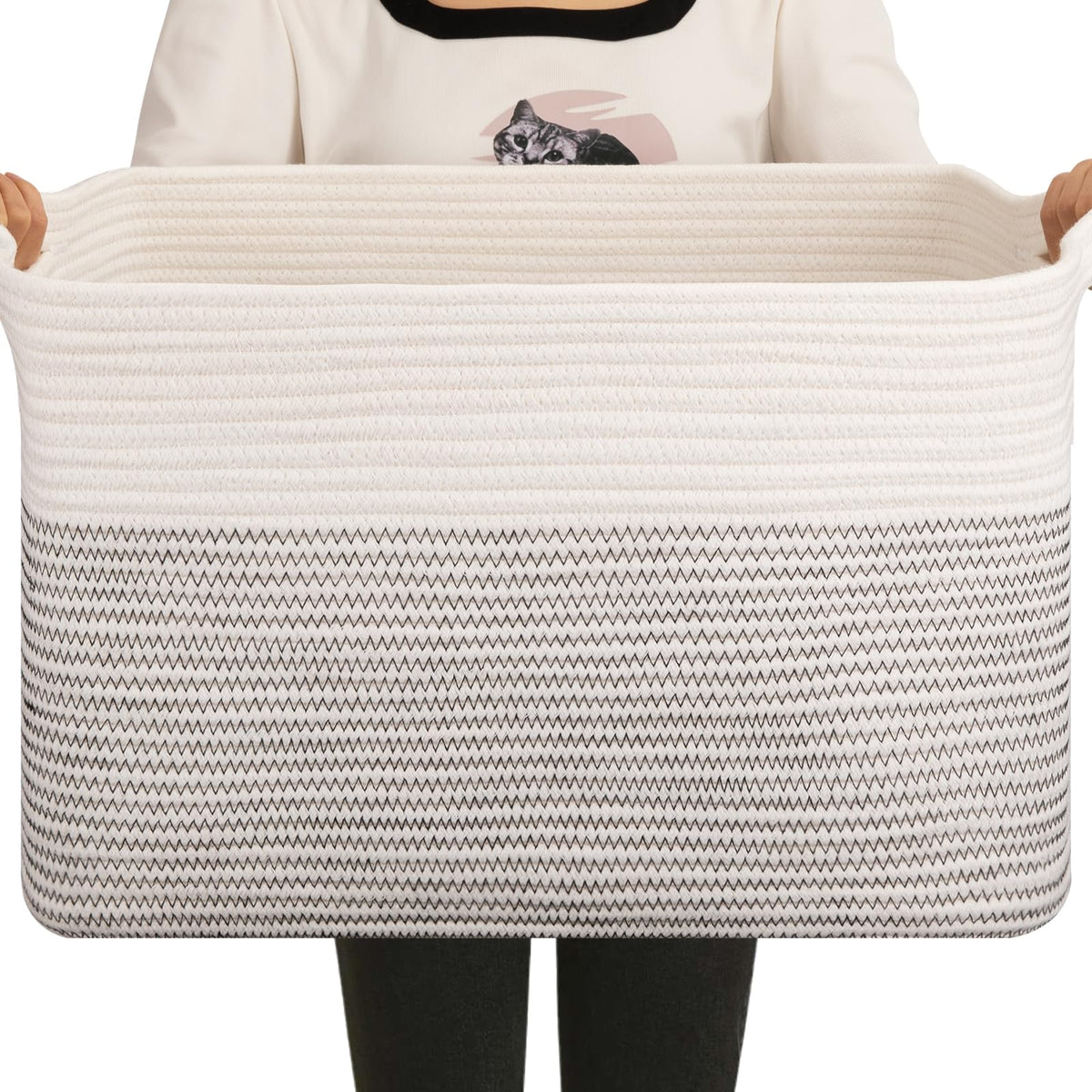 OIAHOMY 65L blanket basket rectangle keeps blankets neatly accessible