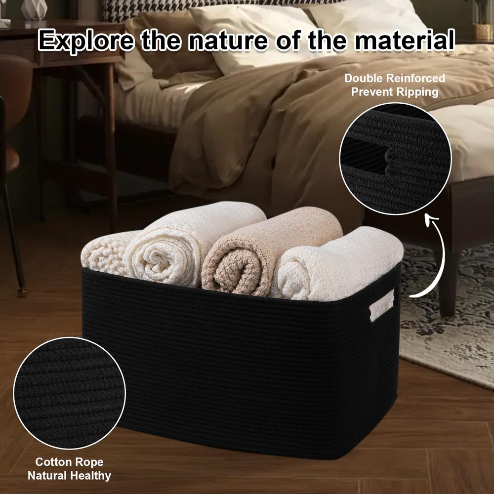 OIAHOMY 75L blanket basket in living room organizing throws neatly