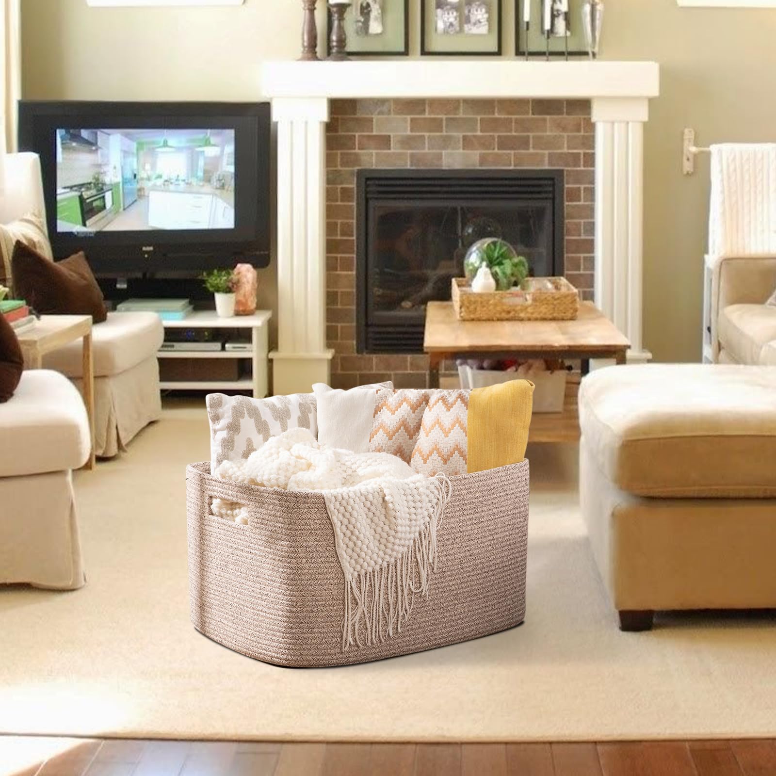 OIAHOMY 75L basket in kids' room supports clutter control and organization.