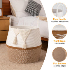 OIAHOMY blanket basket folded flat saves space when not in use.