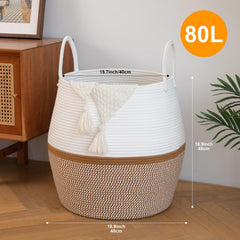 OIAHOMY blanket basket in living room promoting tidy, accessible storage.