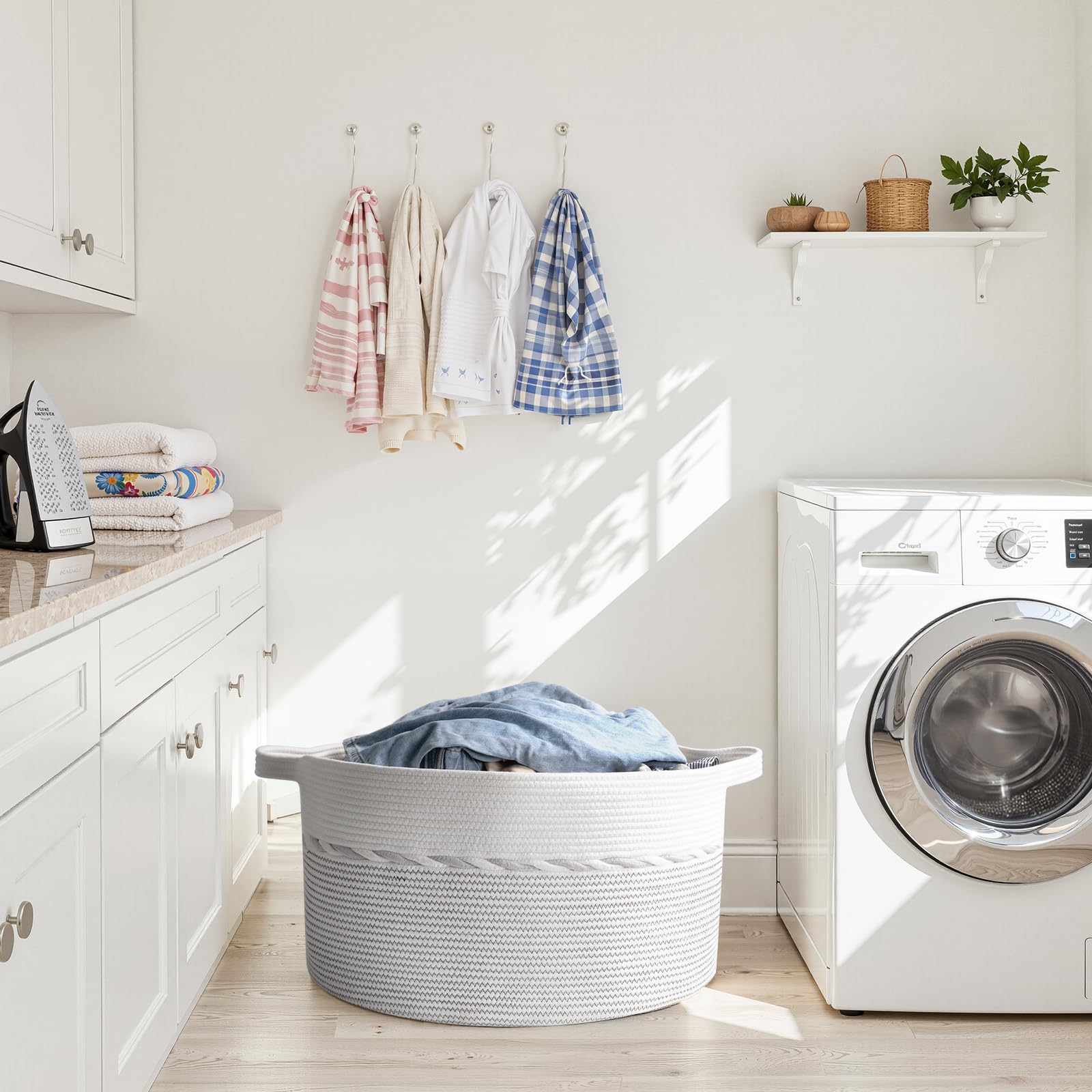 OIAHOMY laundry room basket with sturdy handles for effortless laundry transport