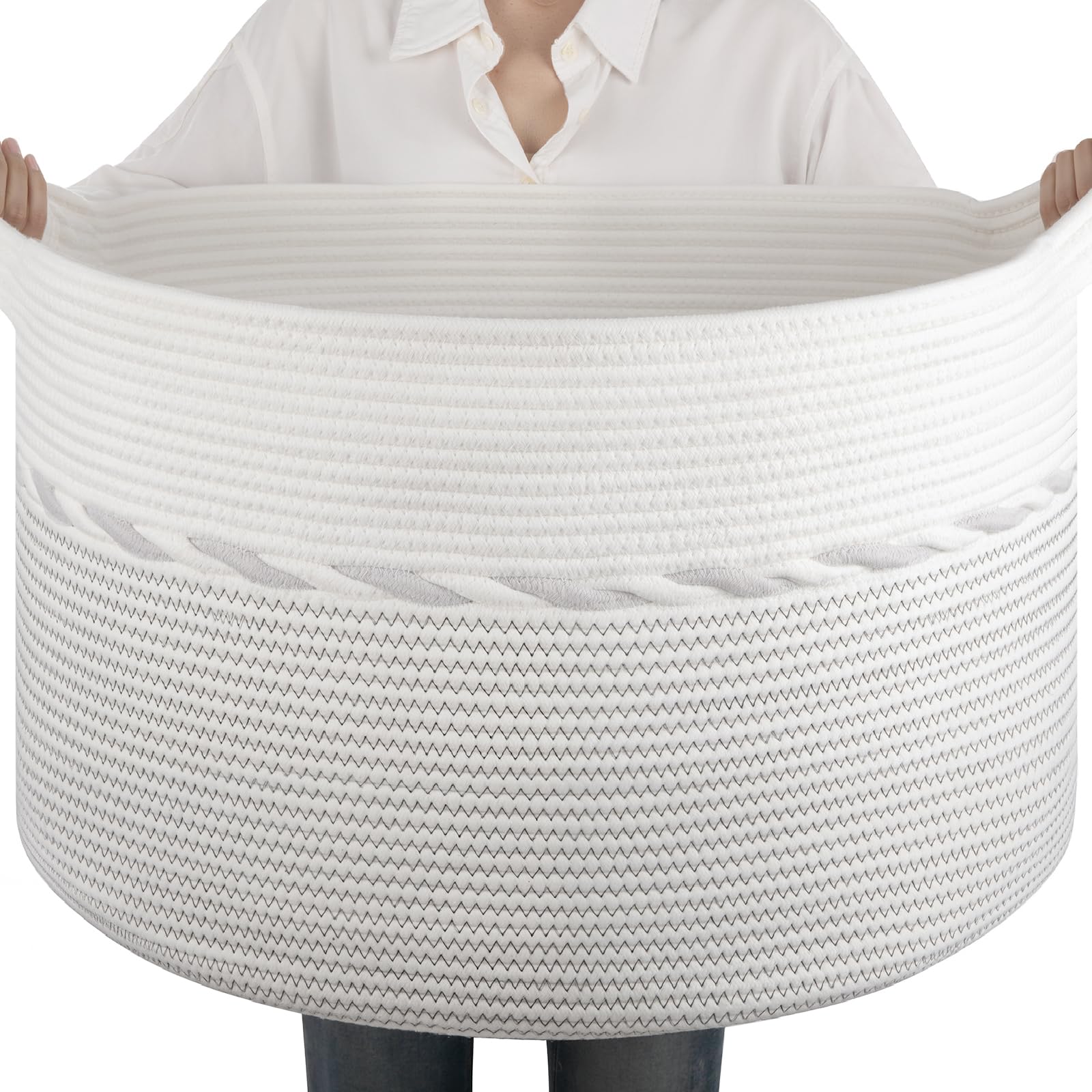 OIAHOMY 90L blanket basket in living room keeps blankets organized and accessible