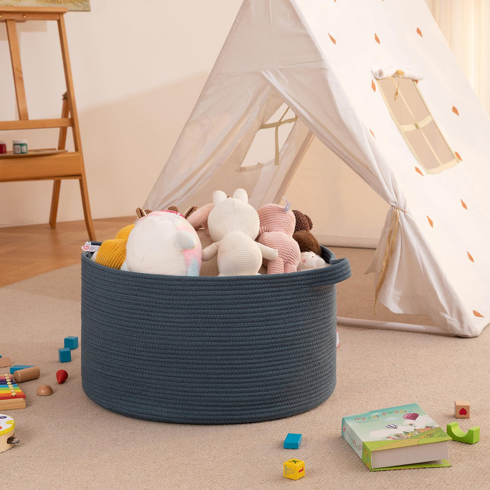 oiahomy 90l blanket basket blue used for toy storage