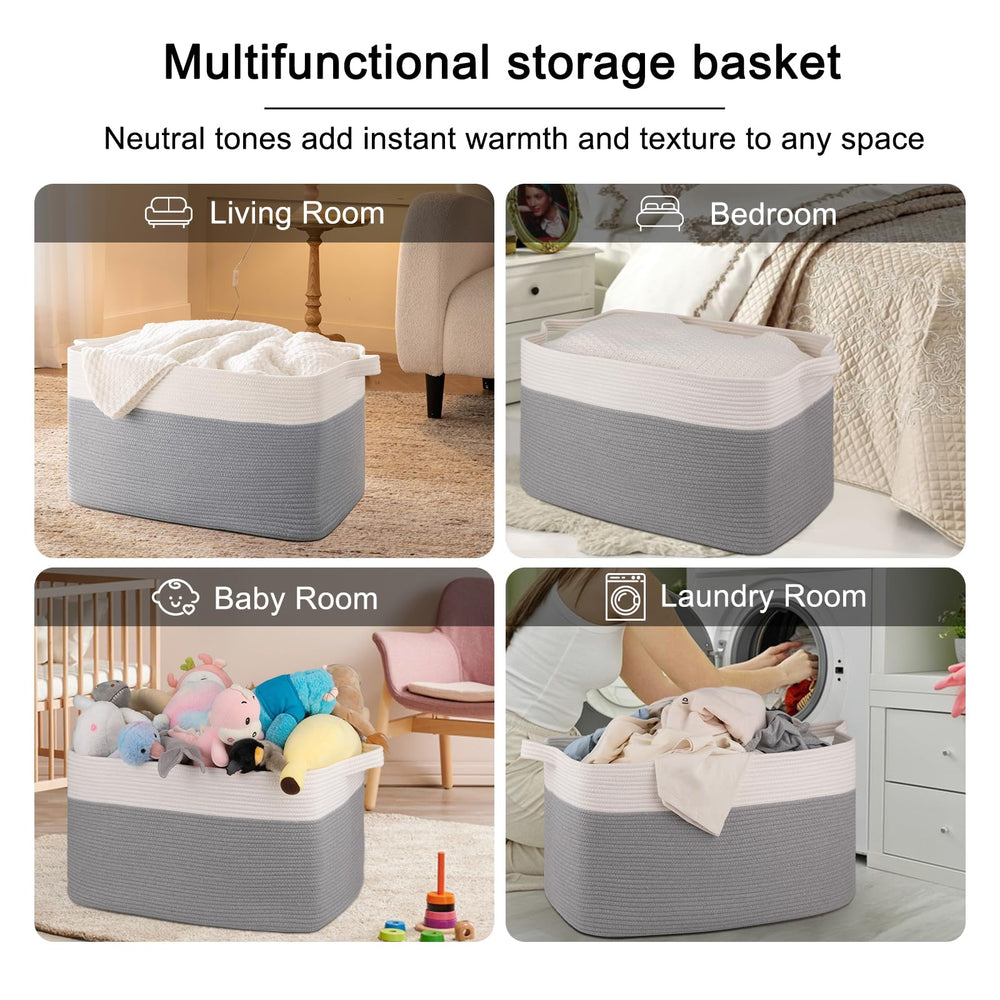 OIAHOMY 95L Blanket Basket filled with blankets for cozy storage