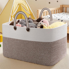 OIAHOMY 95L blanket basket front view with sturdy handles ideal for laundry transport