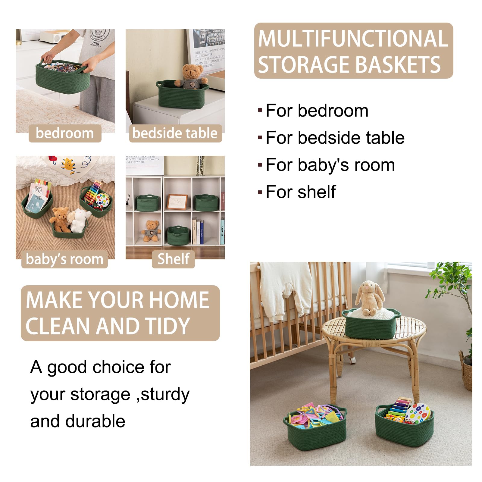 OIAHOMY baby room shelf storage basket keeps essentials accessible.