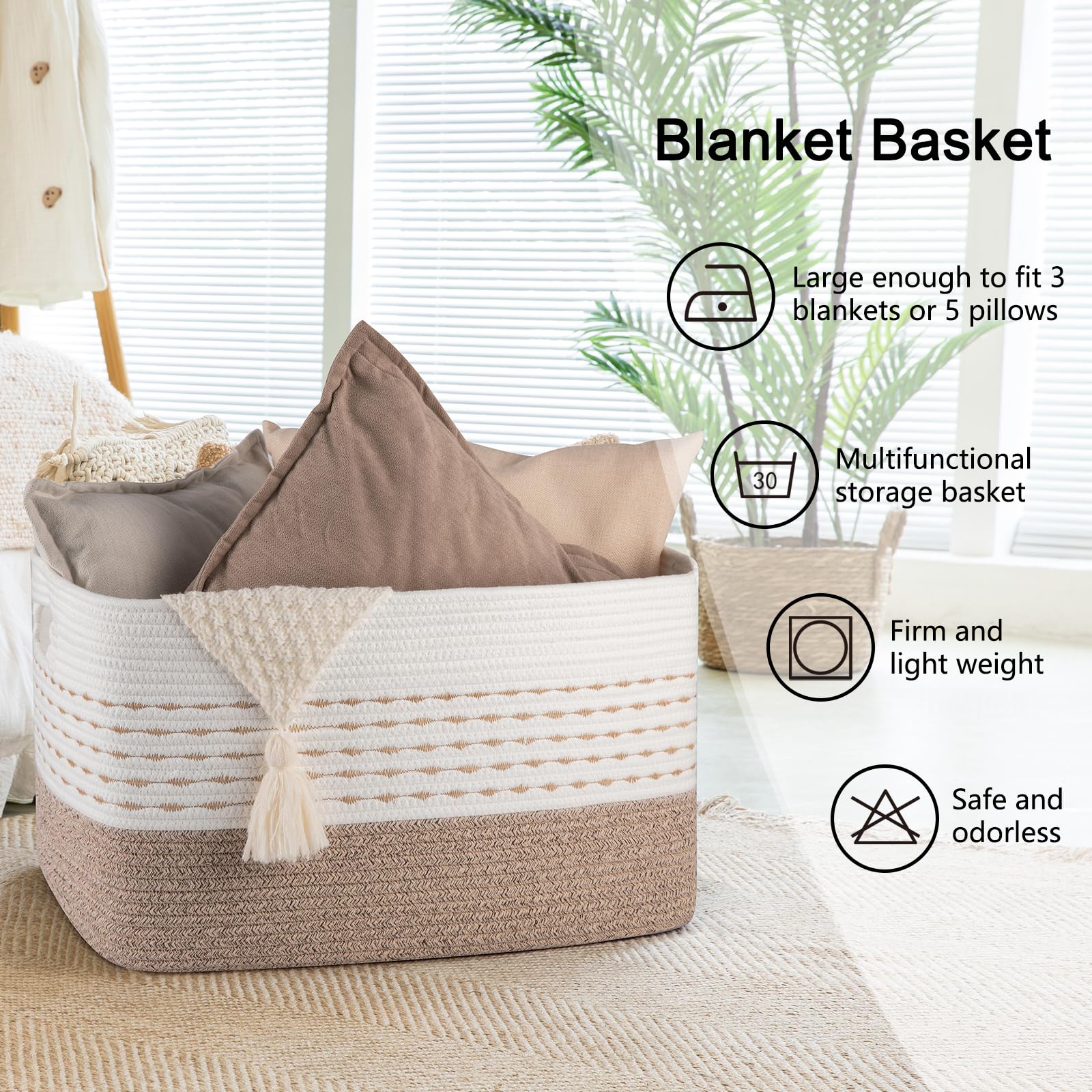 OIAHOMY basket easy carry for laundry trips with reinforced handles