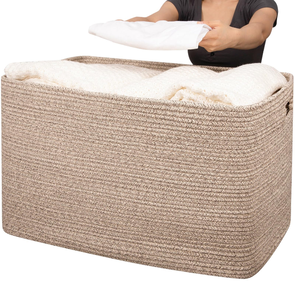 OIAHOMY basket full view in brown variegated style for spacious storage