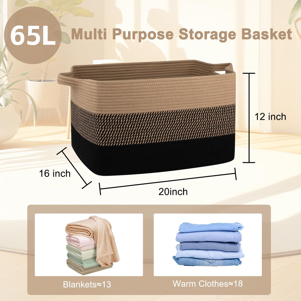 OIAHOMY basket with reinforced handles easy to carry between rooms