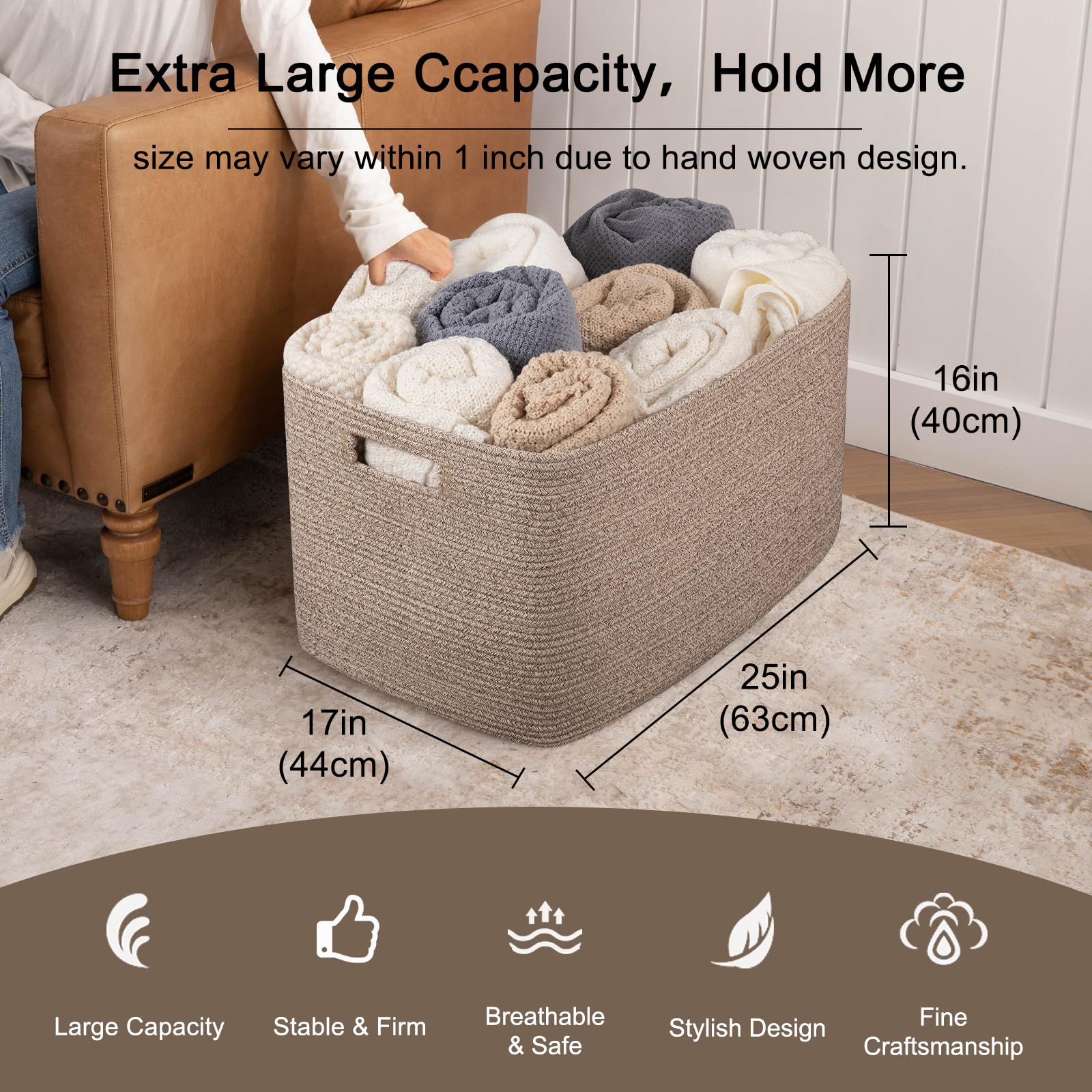 OIAHOMY natural cotton rope basket material free from odors