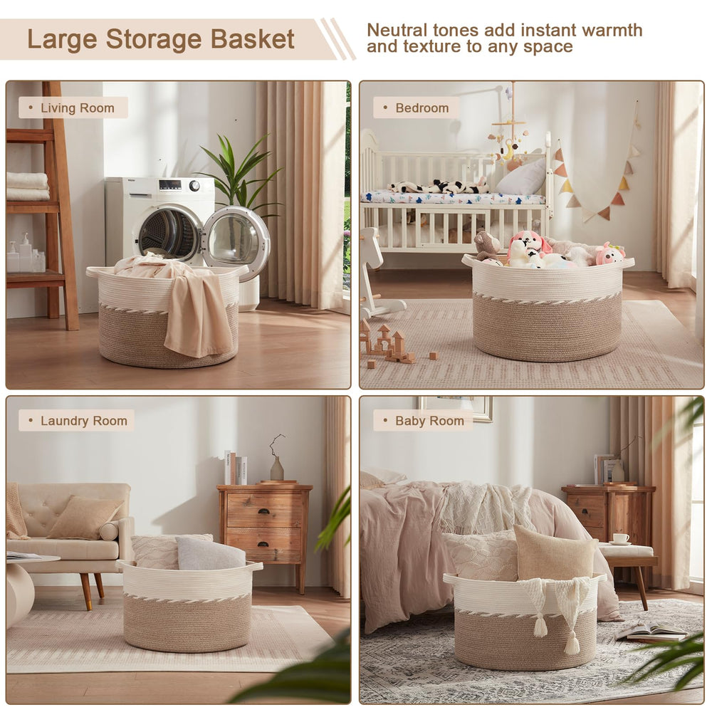 OIAHOMY basket beside sofa complements living room clutter control and easy access