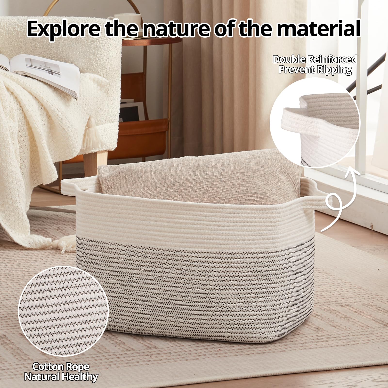 OIAHOMY blanket basket black white color scheme fits modern interiors