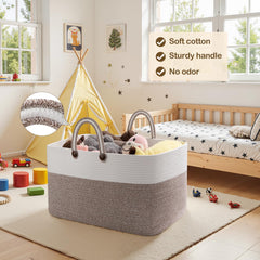 OIAHOMY blanket basket close-up highlights soft cotton rope and durable construction
