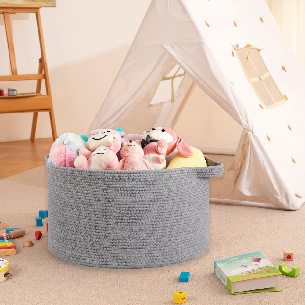 OIAHOMY blanket basket dog-toy-06 holds plush toys and more.