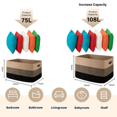 OIAHOMY blanket basket folds flat for easy storage when not in use.