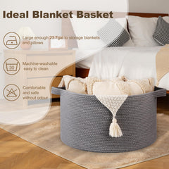 OIAHOMY blanket basket folded 03 demonstrates space-saving design.