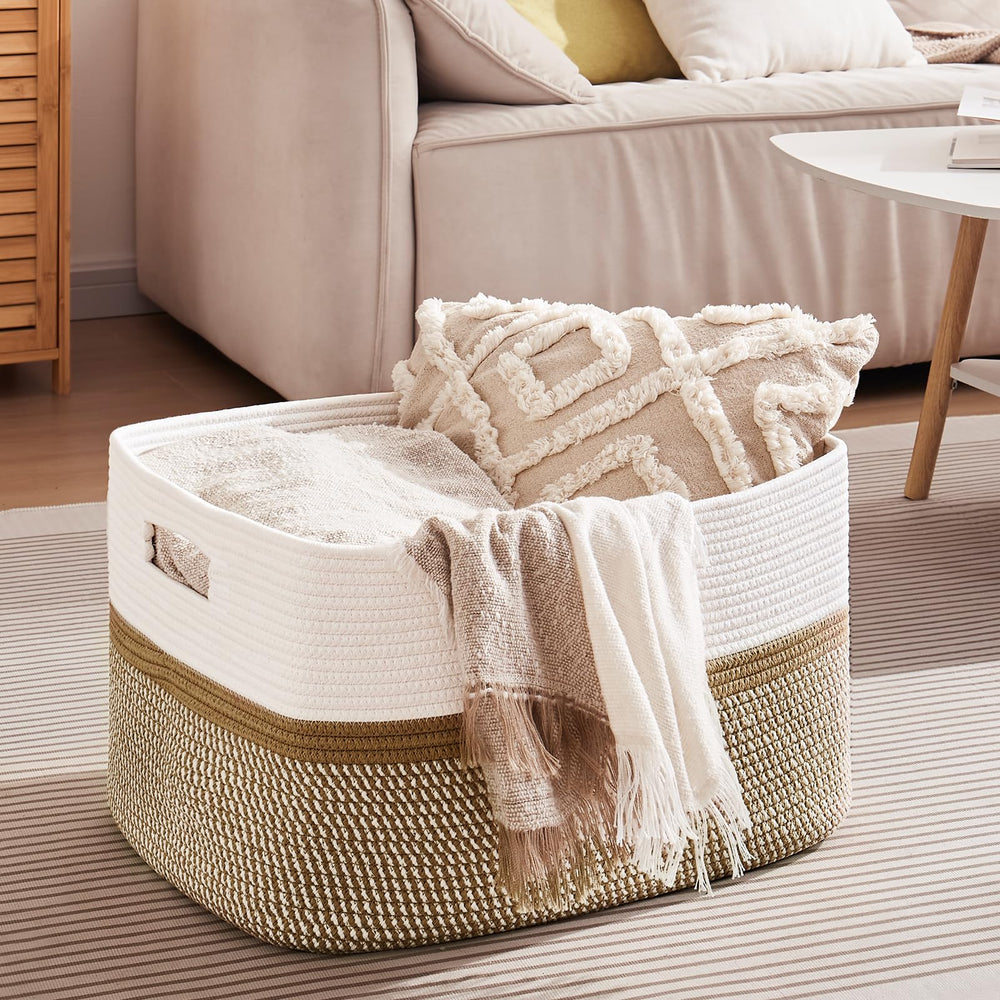 OIAHOMY blanket basket folded-compact illustrates space-saving design