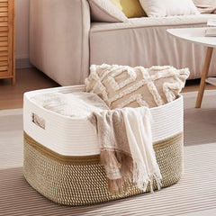 OIAHOMY blanket basket folded-compact illustrates space-saving design