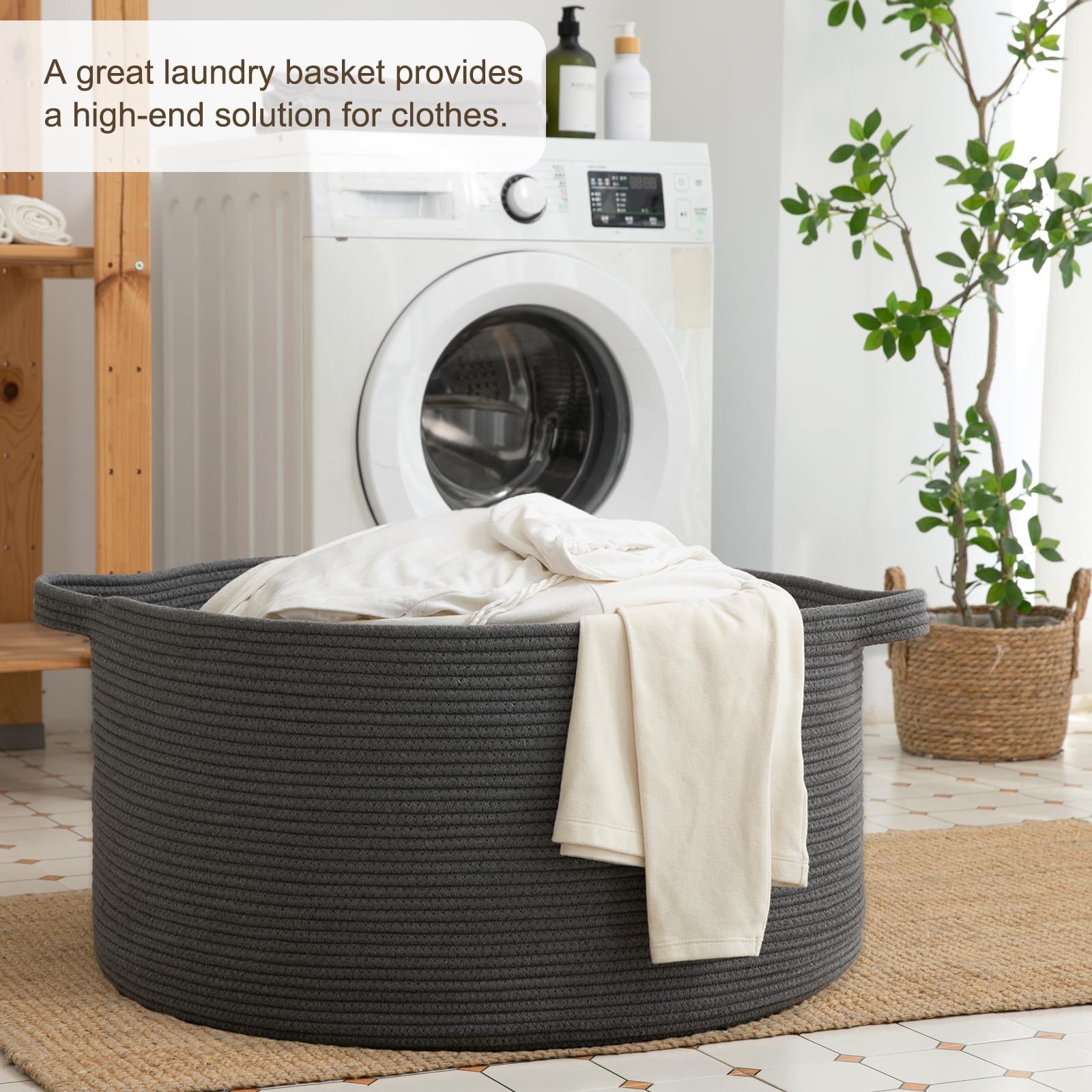 OIAHOMY blanket basket folded storage demonstrates space-saving design.