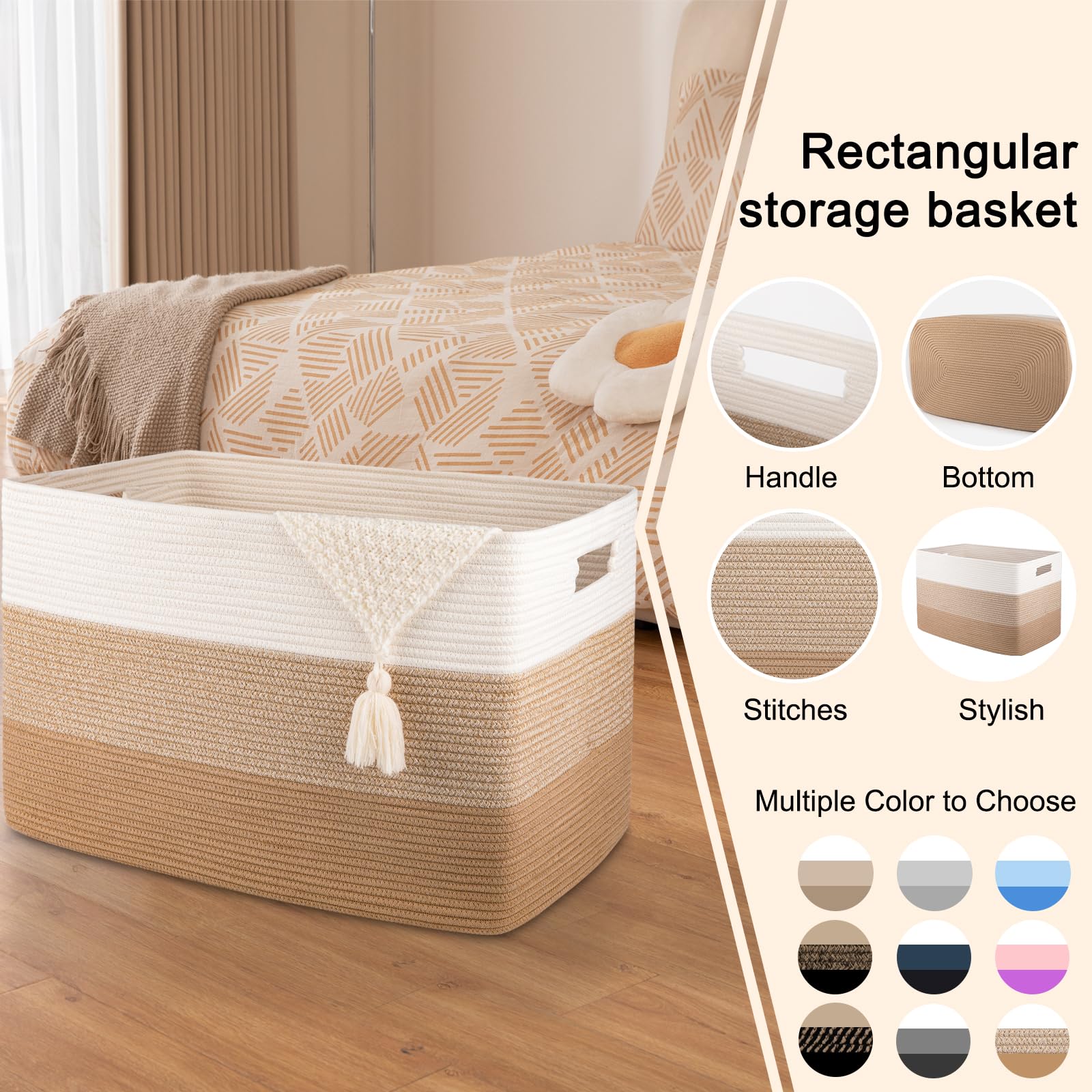 OIAHOMY blanket basket folded for compact storage when not in use