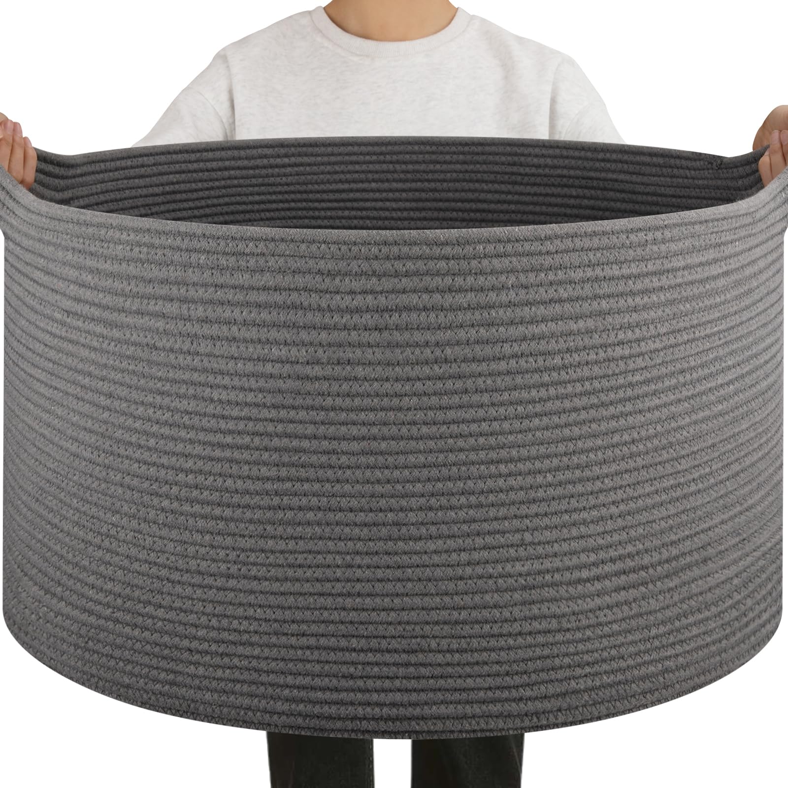 OIAHOMY blanket basket front view shows sturdy organization for blankets and pillows