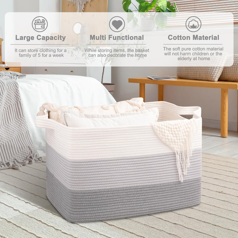 OIAHOMY gradient grey basket side view showing reinforced handles for lifting