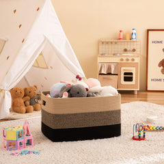 OIAHOMY blanket basket with sturdy handles for easy moving between rooms.