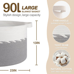 OIAHOMY blanket basket handles close-up showing durability and carry ease.