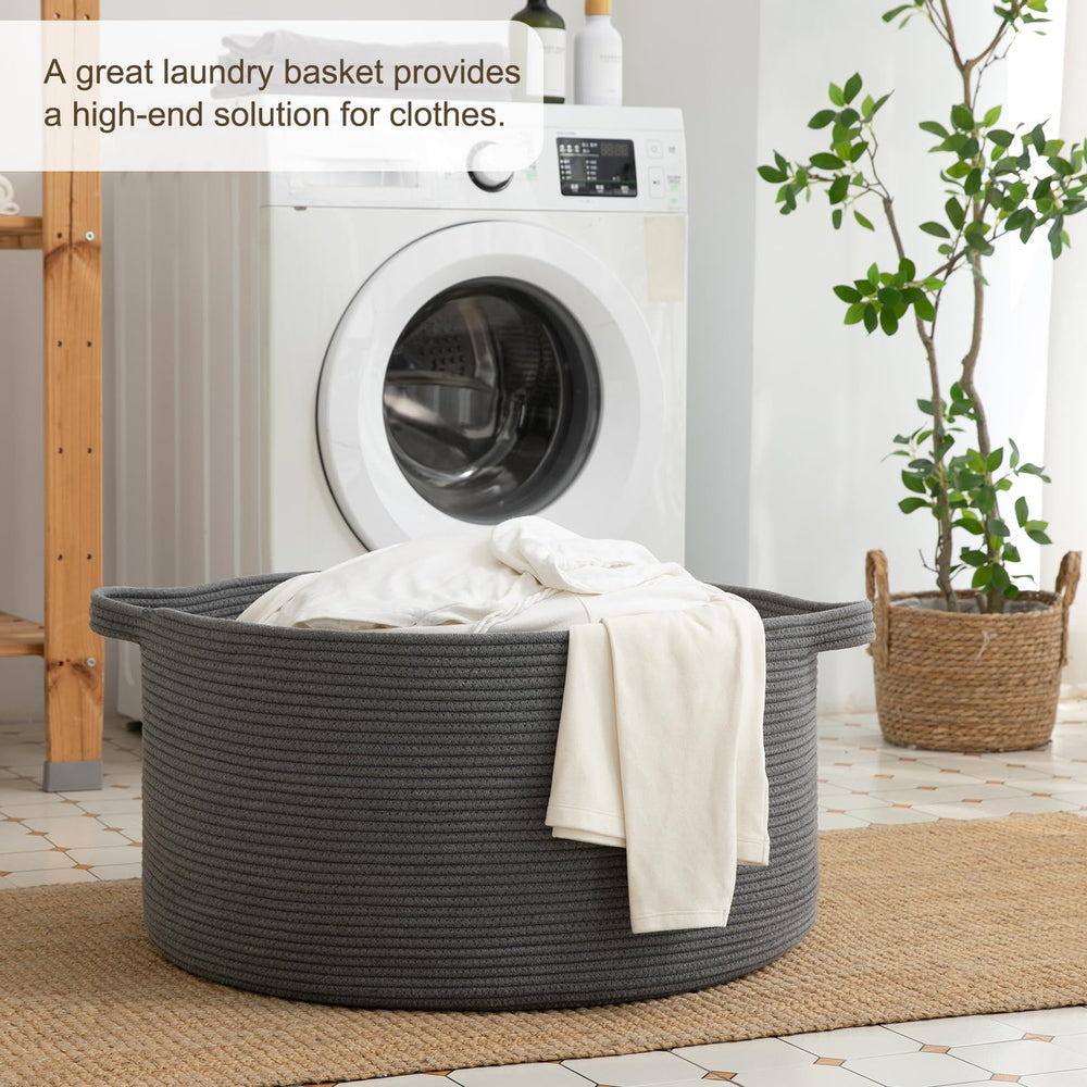 OIAHOMY blanket basket in living room demonstrates versatile storage in everyday space