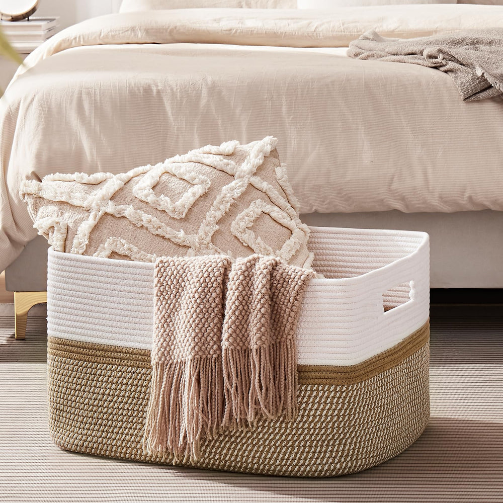 OIAHOMY blanket basket in nursery for blankets and toys organization