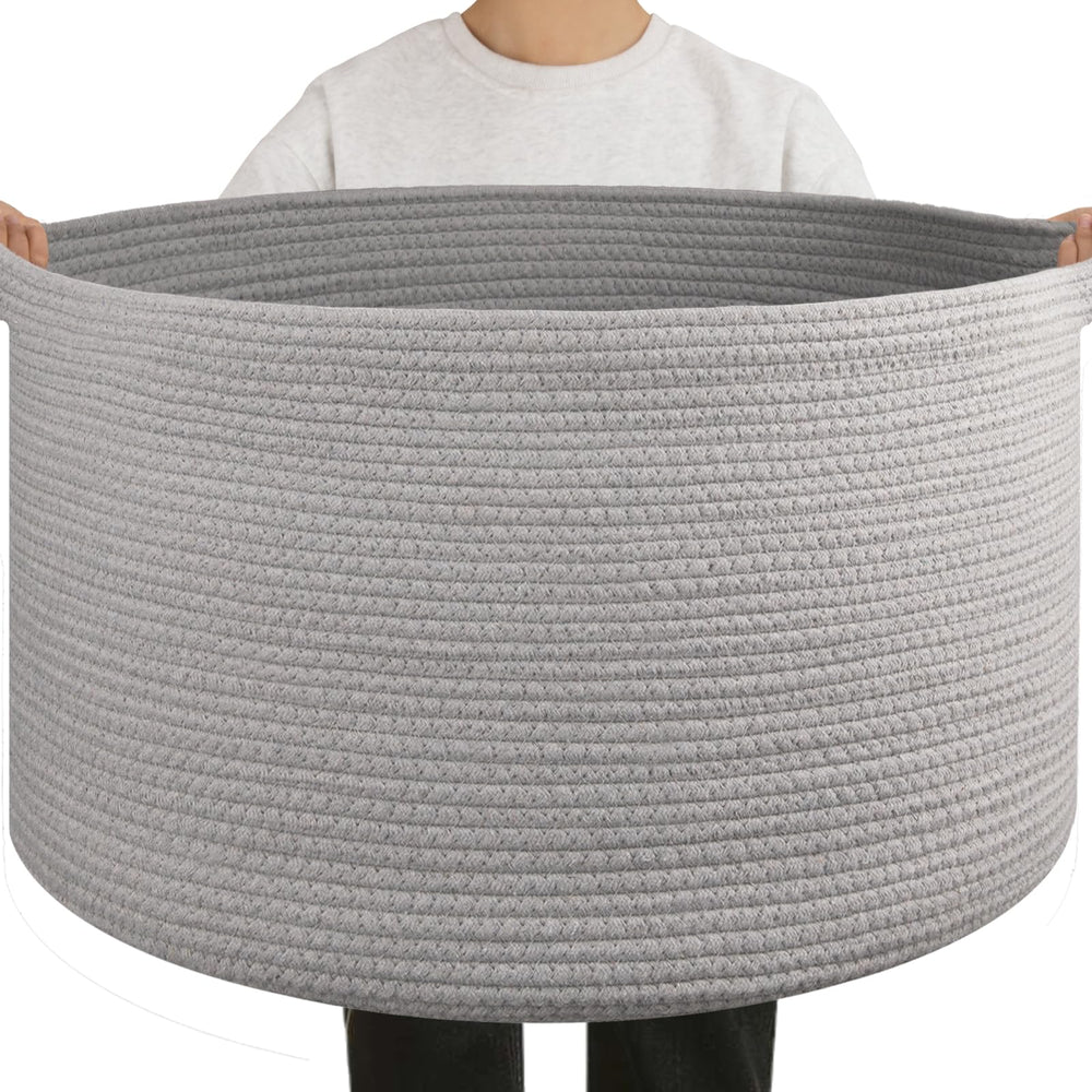 OIAHOMY blanket basket living room 01 shows sturdy handles for clutter-free storage.