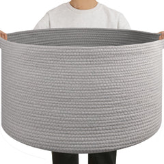 OIAHOMY blanket basket living room 01 shows sturdy handles for clutter-free storage.