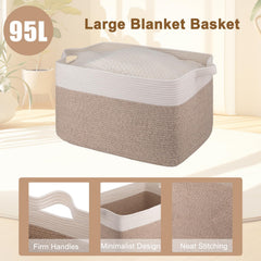 OIAHOMY blanket basket living room setup blends into decor while offering storage