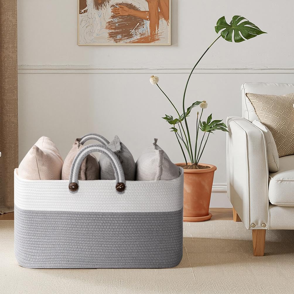 OIAHOMY nursery setup with basket keeping toys organized.