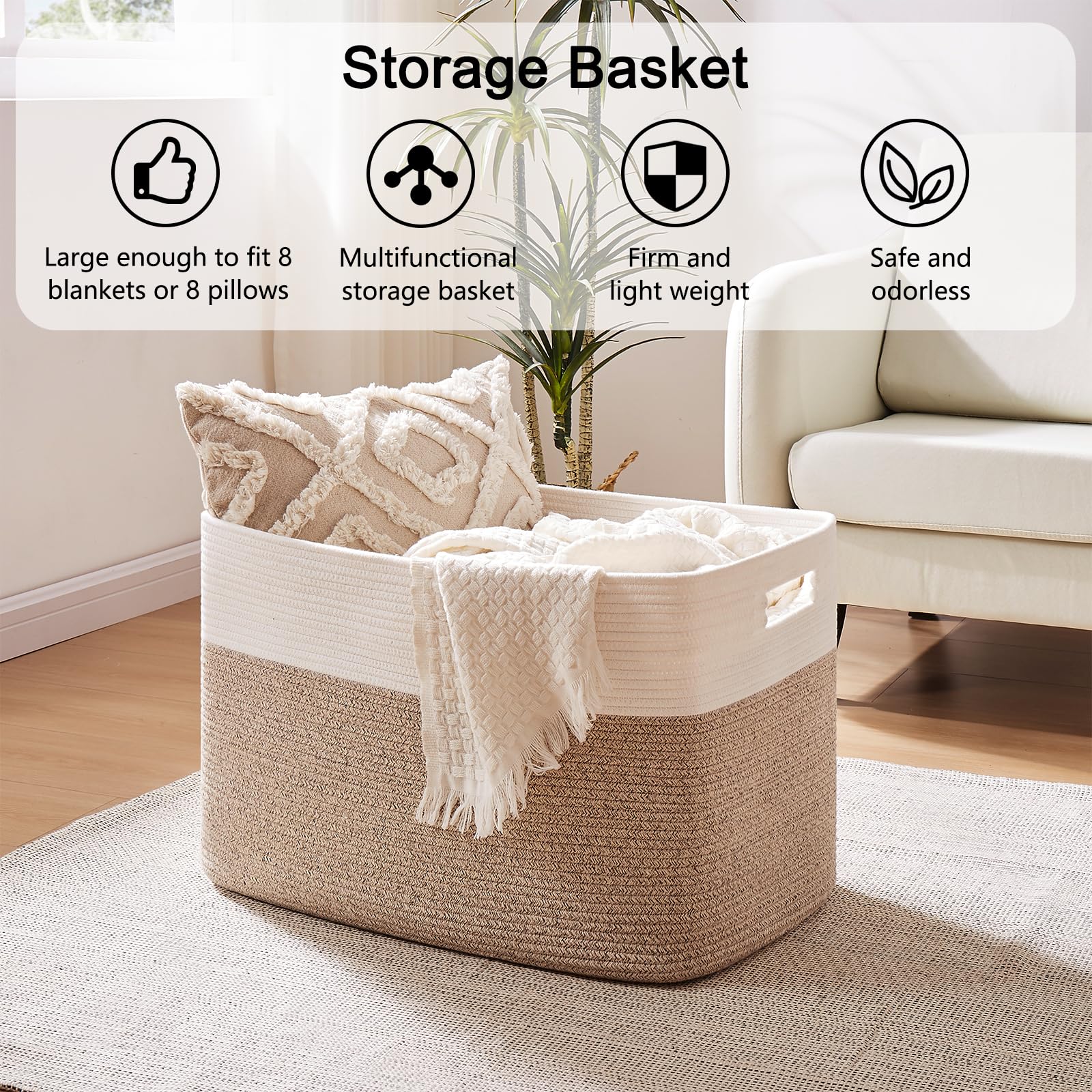OIAHOMY blanket storage folds flat when not in use.