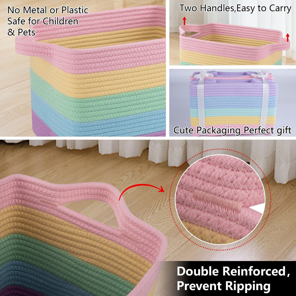 OIAHOMY basket with built-in braided handles enables easy transport.