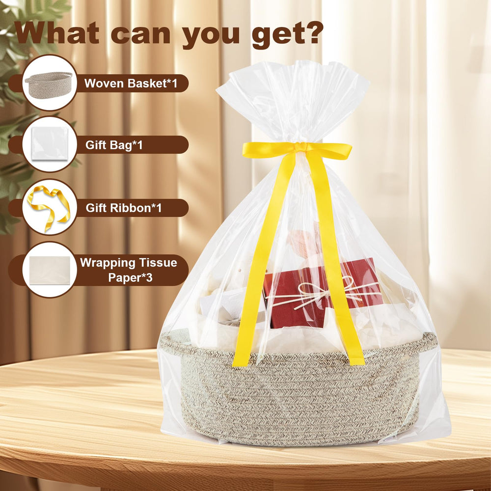 OIAHOMY brown woven basket showing sturdy cotton weave for home organization.