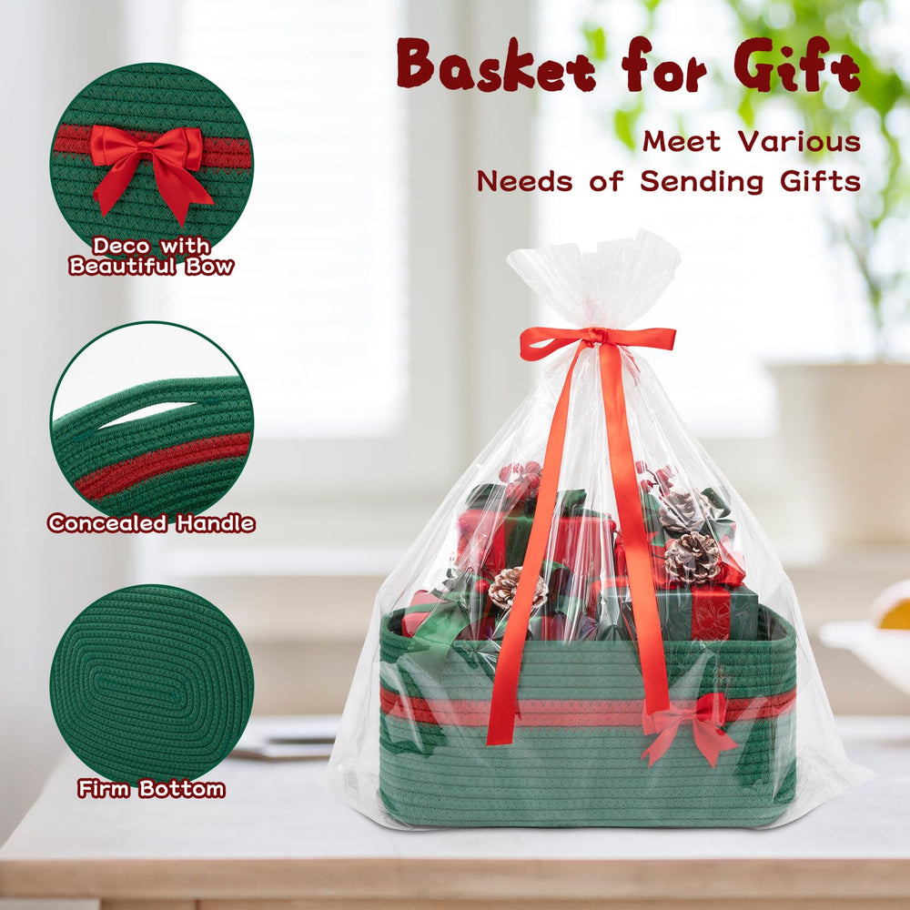OIAHOMY Christmas basket decor adds warm storage to living spaces.