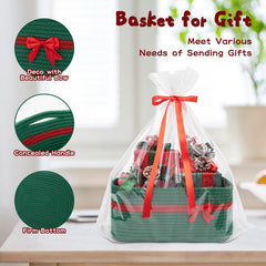 OIAHOMY Christmas basket decor adds warm storage to living spaces.