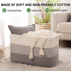 OIAHOMY cotton rope basket pack of 3 for toy and clothing storage