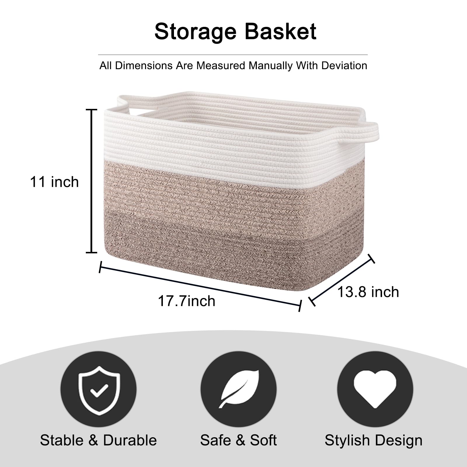 OIAHOMY toy basket with double-stitched handles for child-friendly cleanup
