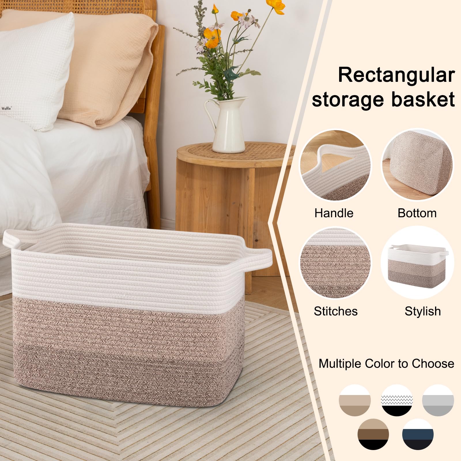 OIAHOMY cotton rope basket is washable for easy maintenance